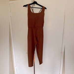 Sleeveless Ribbed Jumpsuit in Brown